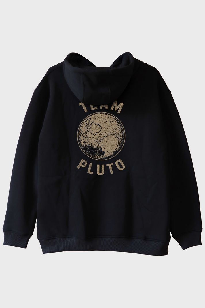Team Pluto Baskılı Uzay Temalı Siyah Hoodie arka görsel