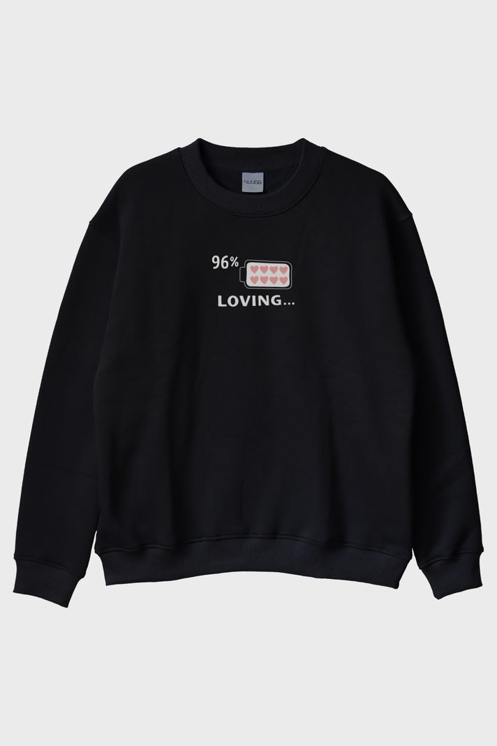 Loving Pil Siyah Bisiklet Yaka Sweatshirt ön görsel