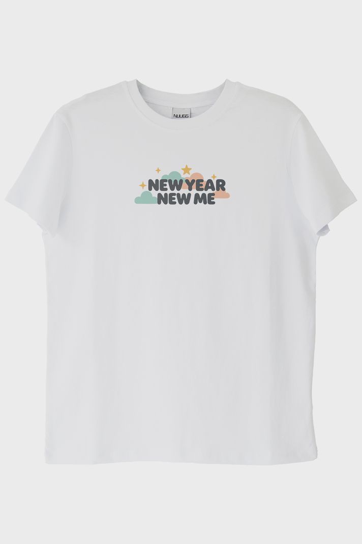 New Year New Me Beyaz Tişört ön görsel