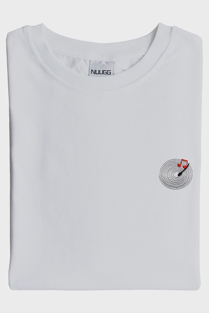 Plak Desenli Nakış Müzik T-Shirt - 3. görsel