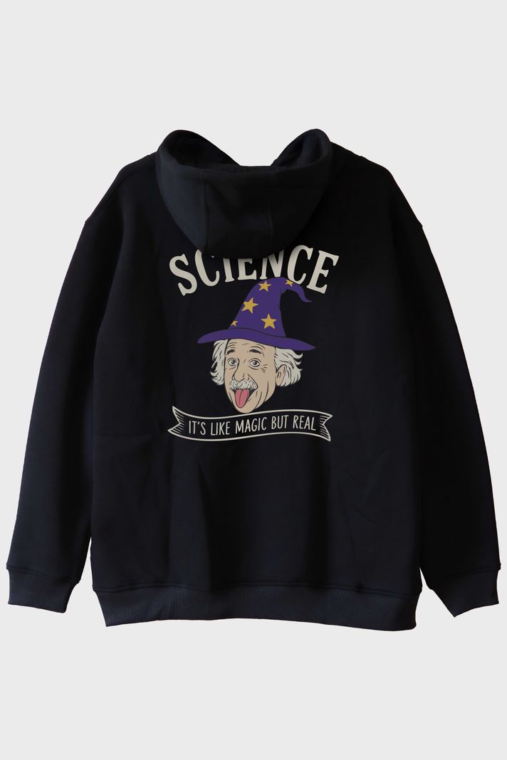 Science Magic But Real Siyah Hoodie arka görsel
