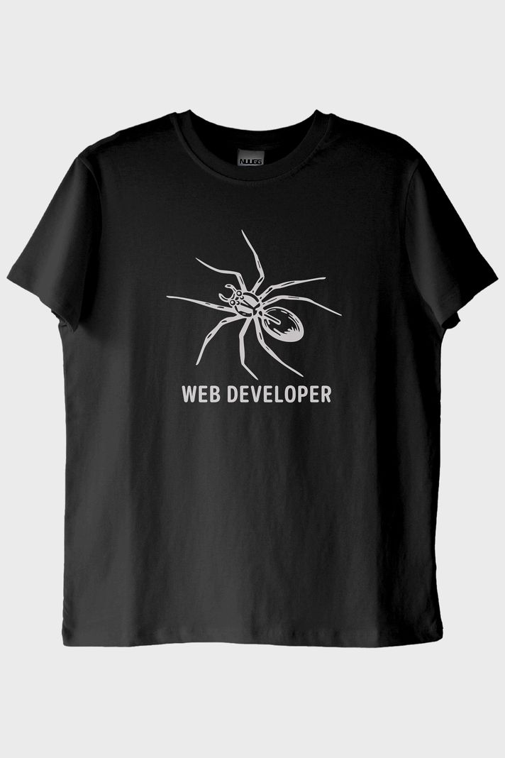 Web Developer Baskılı Siyah Tişört ön görsel