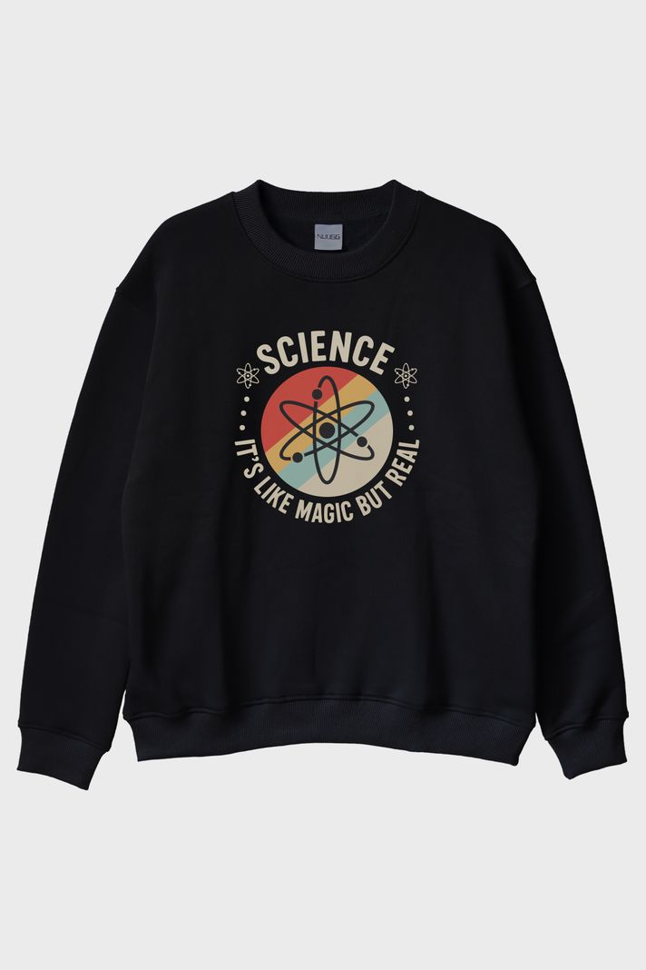 Magic Science Siyah Bisiklet Yaka Sweatshirt ön görsel