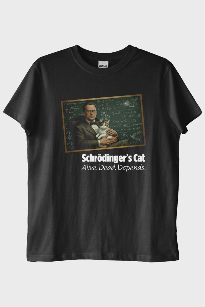 Schrödinger'in Kedisi Siyah Tişört ön görsel