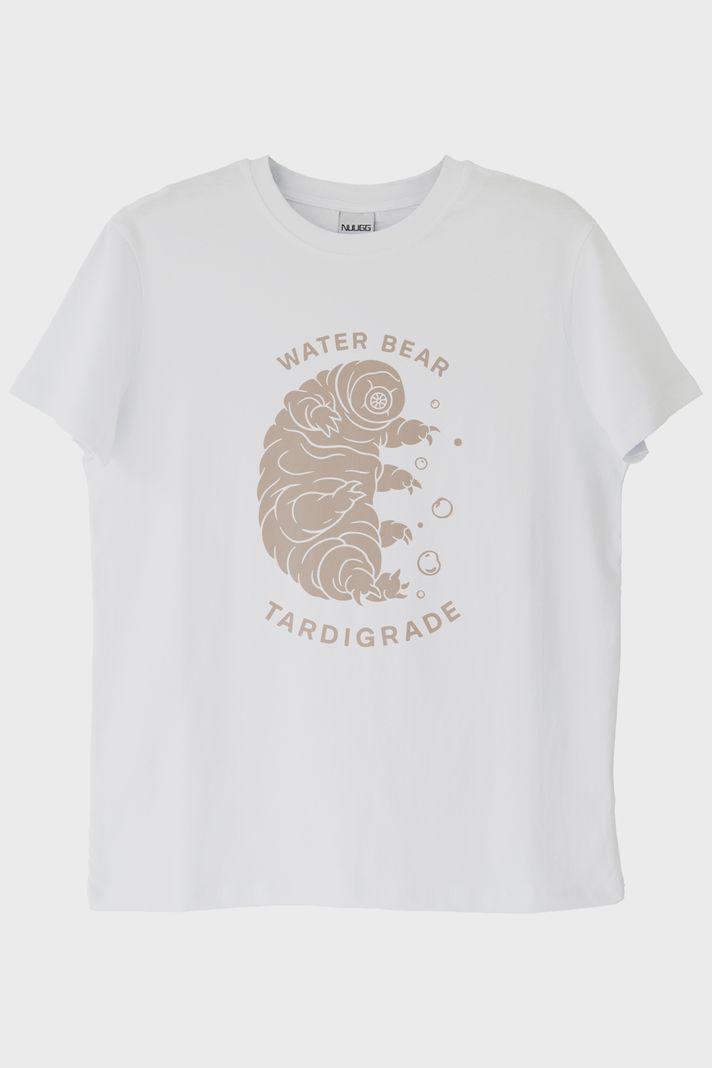 Water Bear Tardigrade Baskılı Beyaz Tişört ön görsel
