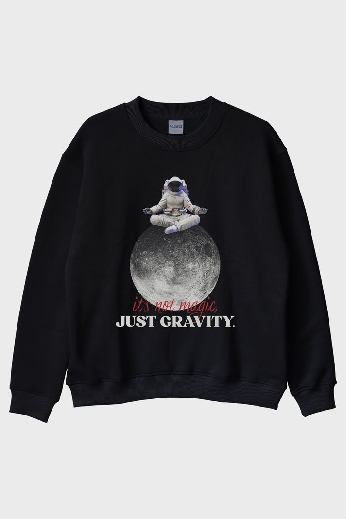 Just Gravity Siyah Bisiklet Yaka Sweatshirt ön görsel