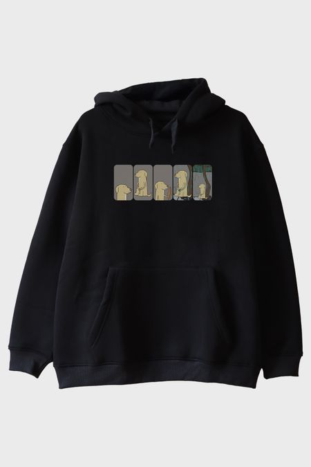 Sefalet Köpek Döngüsü Siyah Hoodie