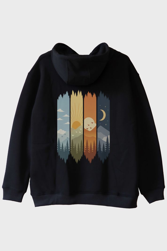 Günün Döngüsü Siyah Hoodie arka görsel