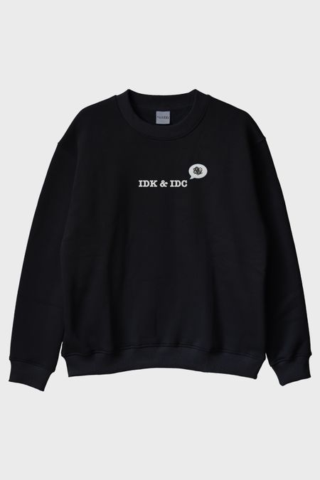 IDK & IDC Siyah Bisiklet Yaka Sweatshirt