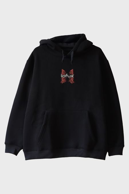 Parçalanış Siyah Hoodie