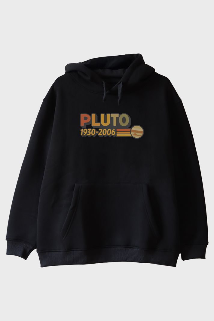 RIP Pluto Siyah Hoodie ön görsel