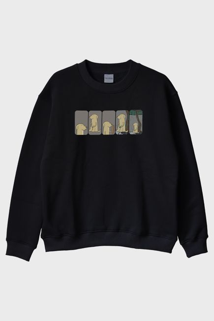 Sefalet Köpek Döngüsü Siyah Bisiklet Yaka Sweatshirt