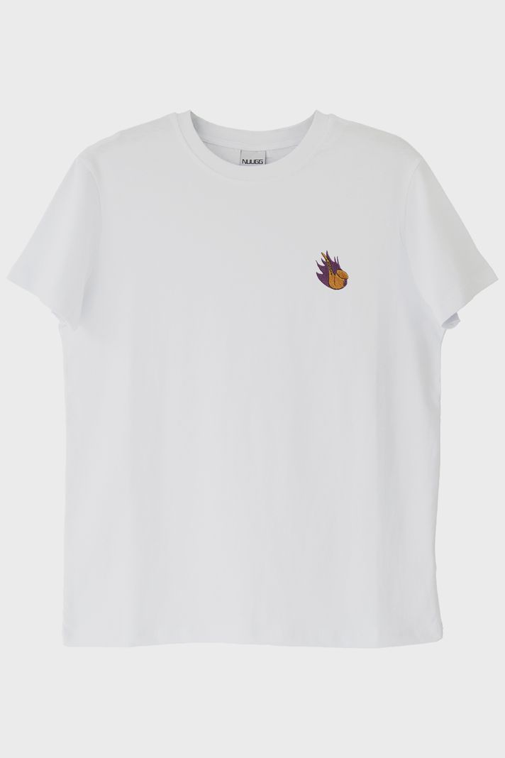 Mor Alevli Saksafon Nakışlı Müzik T-Shirt ön görsel