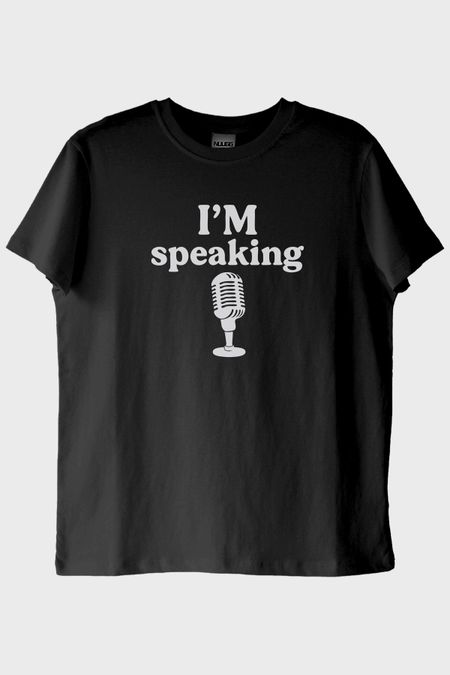 I'm Speaking Tasarım Baskılı Siyah Tişört