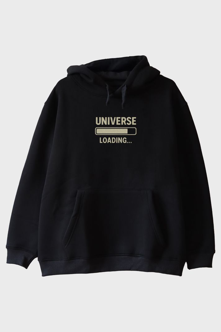 Evren Yükleniyor Siyah Hoodie ön görsel