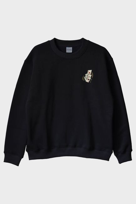 Deal With It Kart Siyah Bisiklet Yaka Sweatshirt