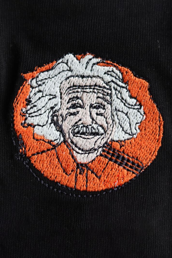 Einstein Desenli Nakışlı Siyah T-Shirt - 3. görsel