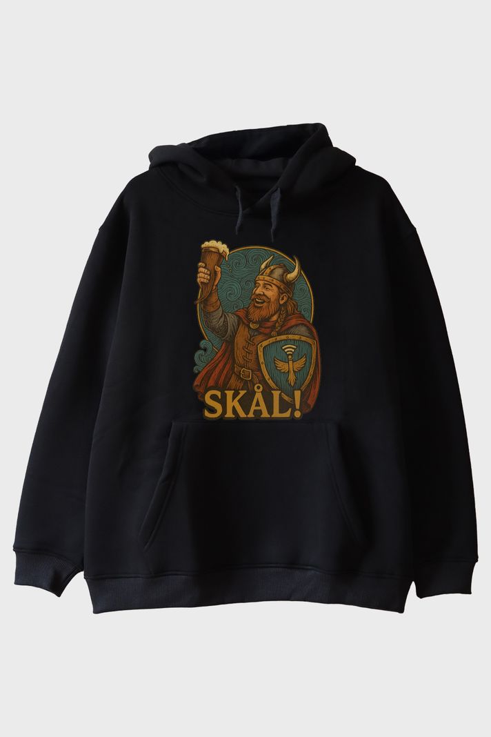 Viking Kutlaması Siyah Hoodie ön görsel