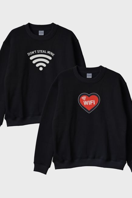 Don’t Steal My Wifi Siyah Bisiklet Yaka Sweatshirt