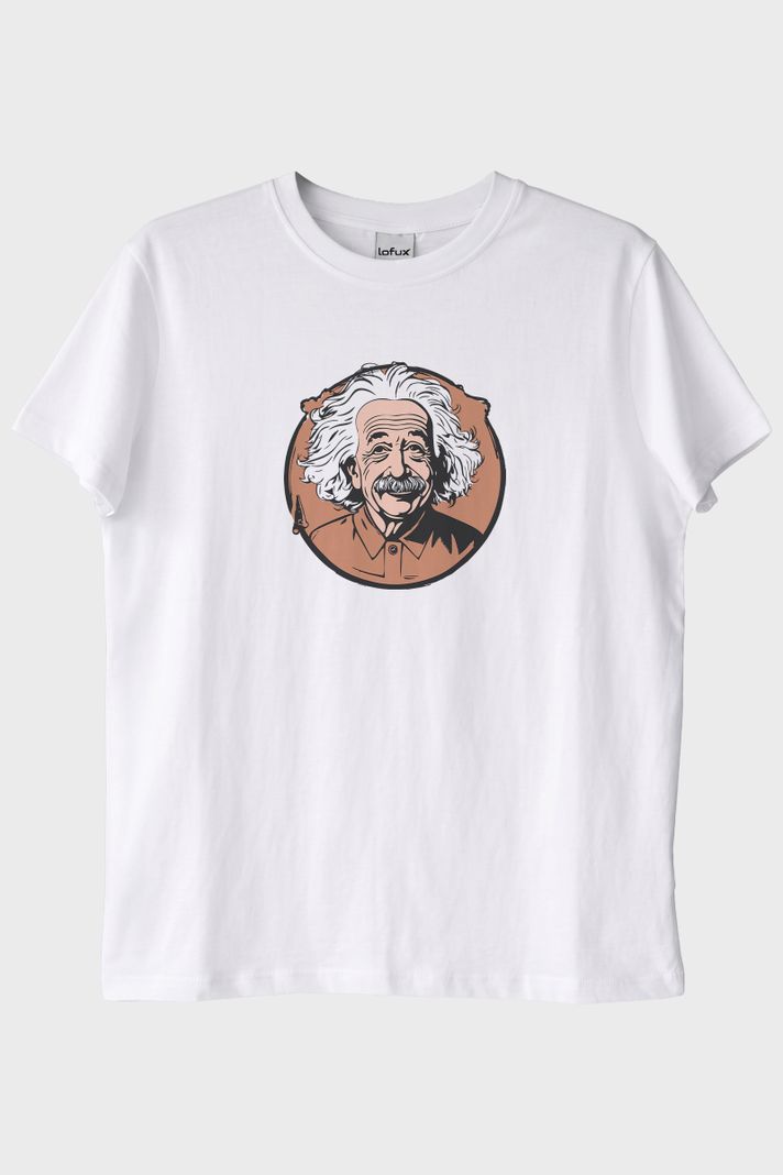 Albert Einstein Portre Baskılı Tasarım Beyaz Tişört ön görsel