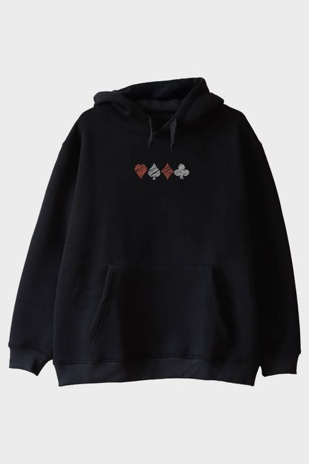 Kart Sembolleri Siyah Hoodie