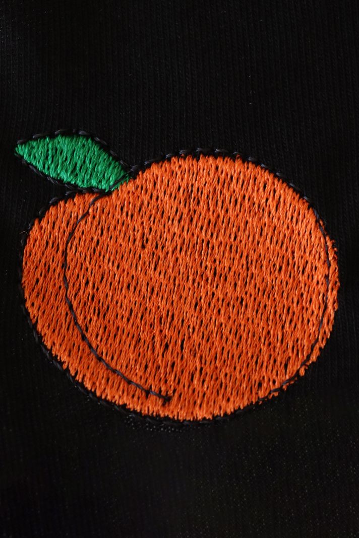 Şeftali Desenli Nakış Bisiklet Yaka Sweatshirt - 4. görsel