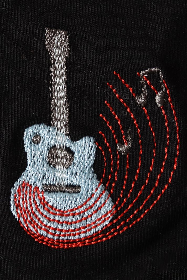 Gitar Notalı Nakış Müzik Bisiklet Yaka Sweatshirt - 4. görsel