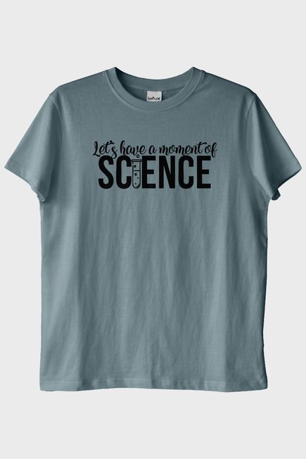 Let's Have a Moment of Science Baskılı Mavi Tişört