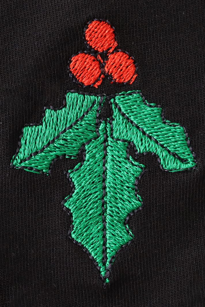Çobanpüskülü Desenli Siyah Hoodie - 5. görsel