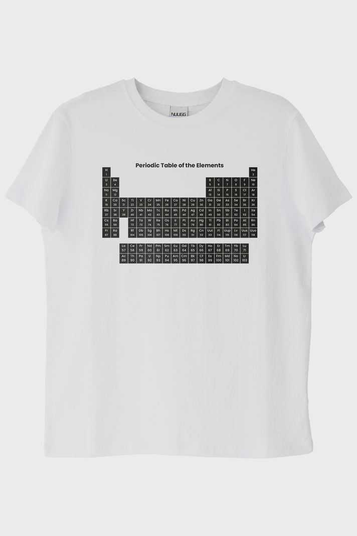 Periodic Table of the Elements Baskılı Beyaz Tişört ön görsel