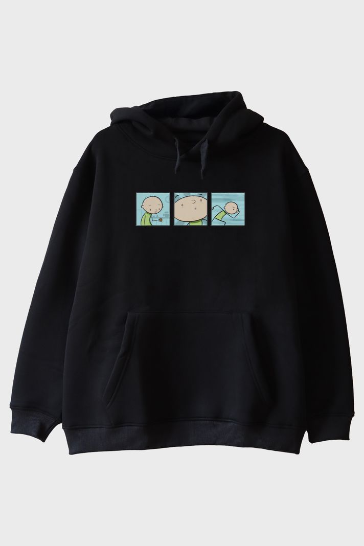 Donca Çizgi Karakter Siyah Hoodie ön görsel