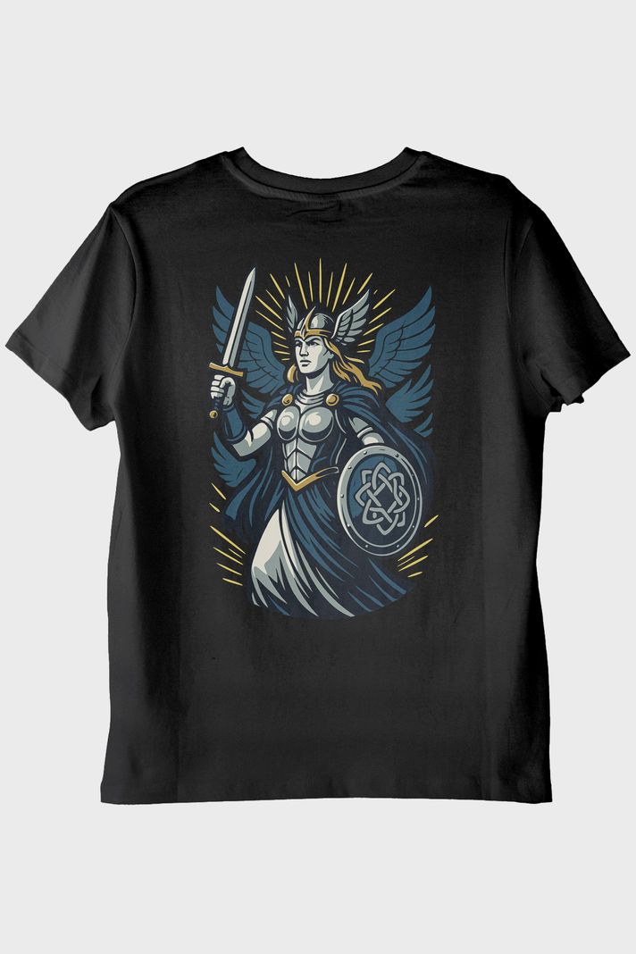 Valkyrie Figürlü Siyah Tişört - 2. görsel