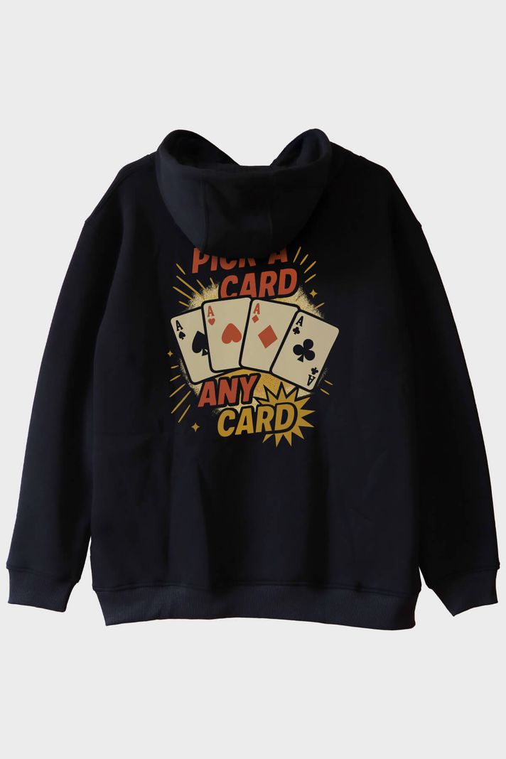 Kart Seç Desenli Siyah Hoodie - 2. görsel