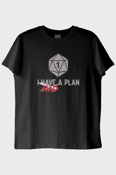 Komik Zar Temalı I Had a Plan Mizahi Siyah Tişört