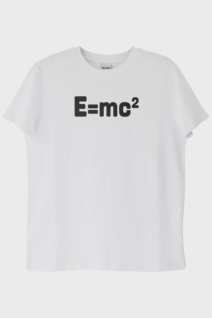 E=mc² Baskılı Bilimsel Tasarım Beyaz Tişört ön görsel