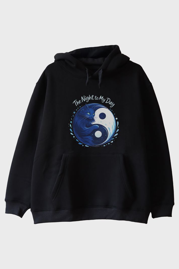 Gece ve Gündüz Çift Siyah Hoodieü - 6. görsel