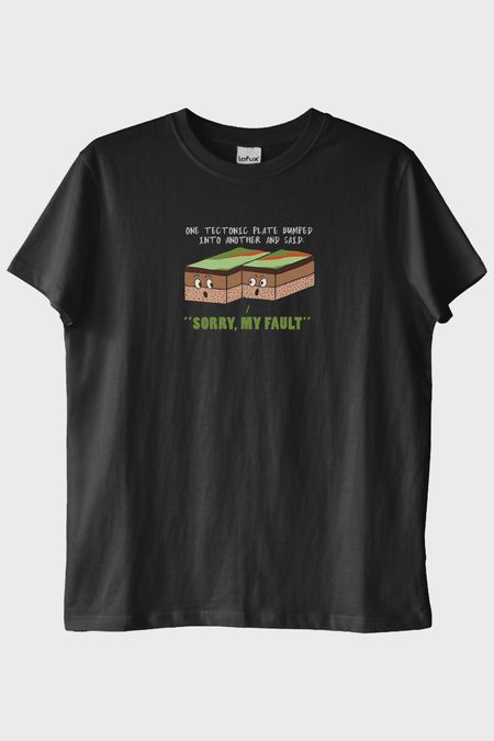 Sorry, My Fault Baskılı Tektonik Plaka Siyah T-Shirt