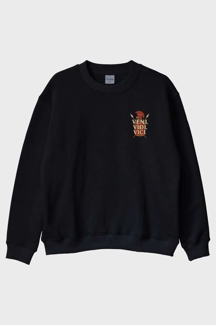 Veni Vidi Vici Siyah Bisiklet Yaka Sweatshirt ön görsel