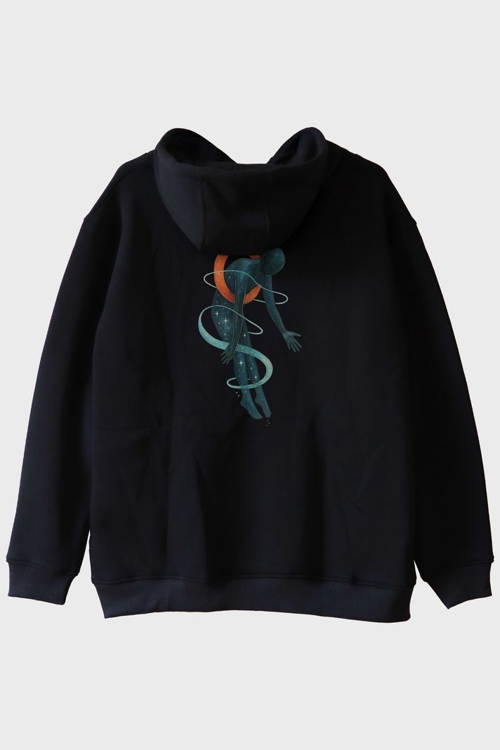 Kozmik Düşüş Siyah Hoodie arka görsel