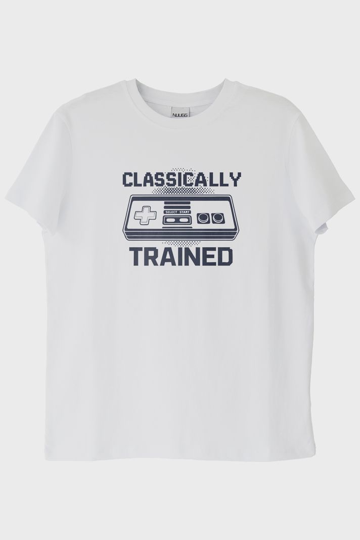 Classically Trained Retro Oyun Konsolu Baskılı Beyaz Tişört ön görsel