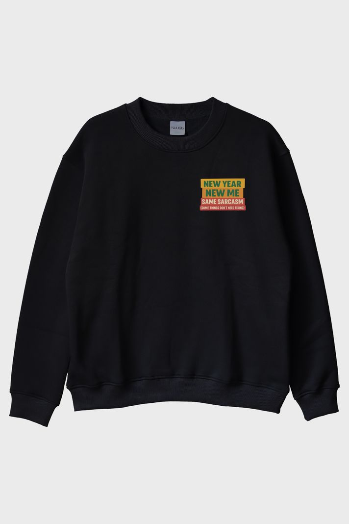 Same Sarcasm Siyah Bisiklet Yaka Sweatshirt ön görsel
