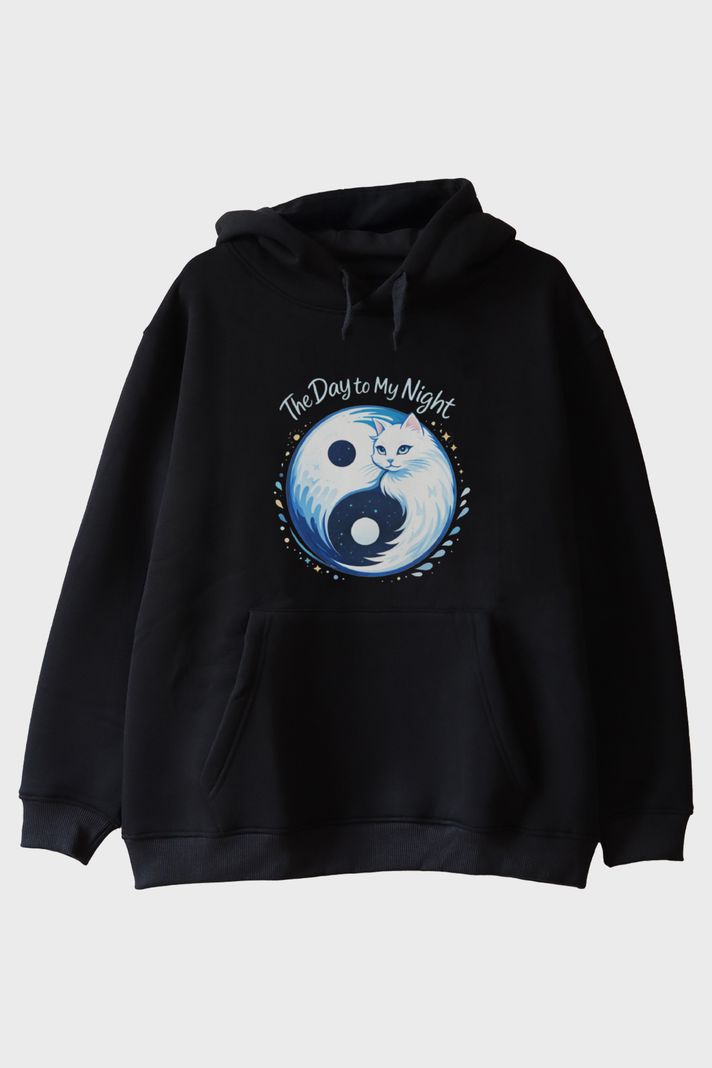 Gece ve Gündüz Çift Siyah Hoodieü - 5. görsel