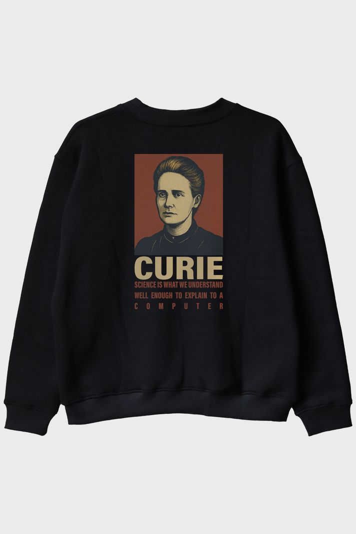 Curie Bilimsel Alıntı Siyah Bisiklet Yaka Sweatshirt - 2. görsel