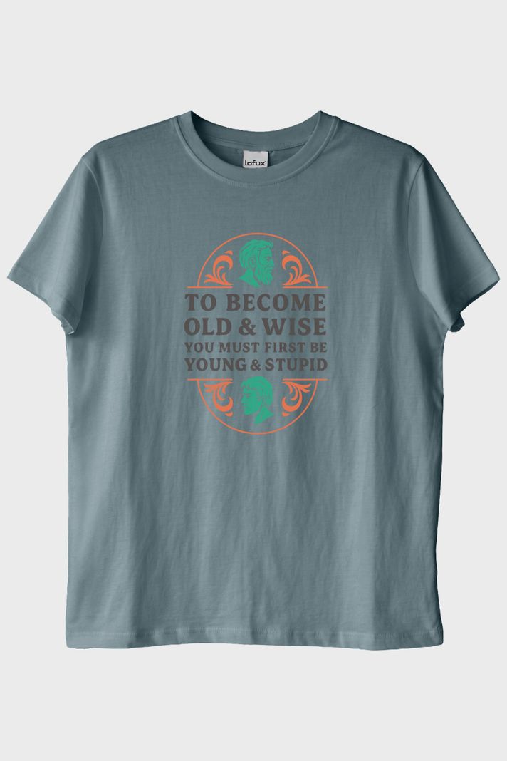 To Become Old & Wise Genç Ve Aptal Mavi Tişört ön görsel