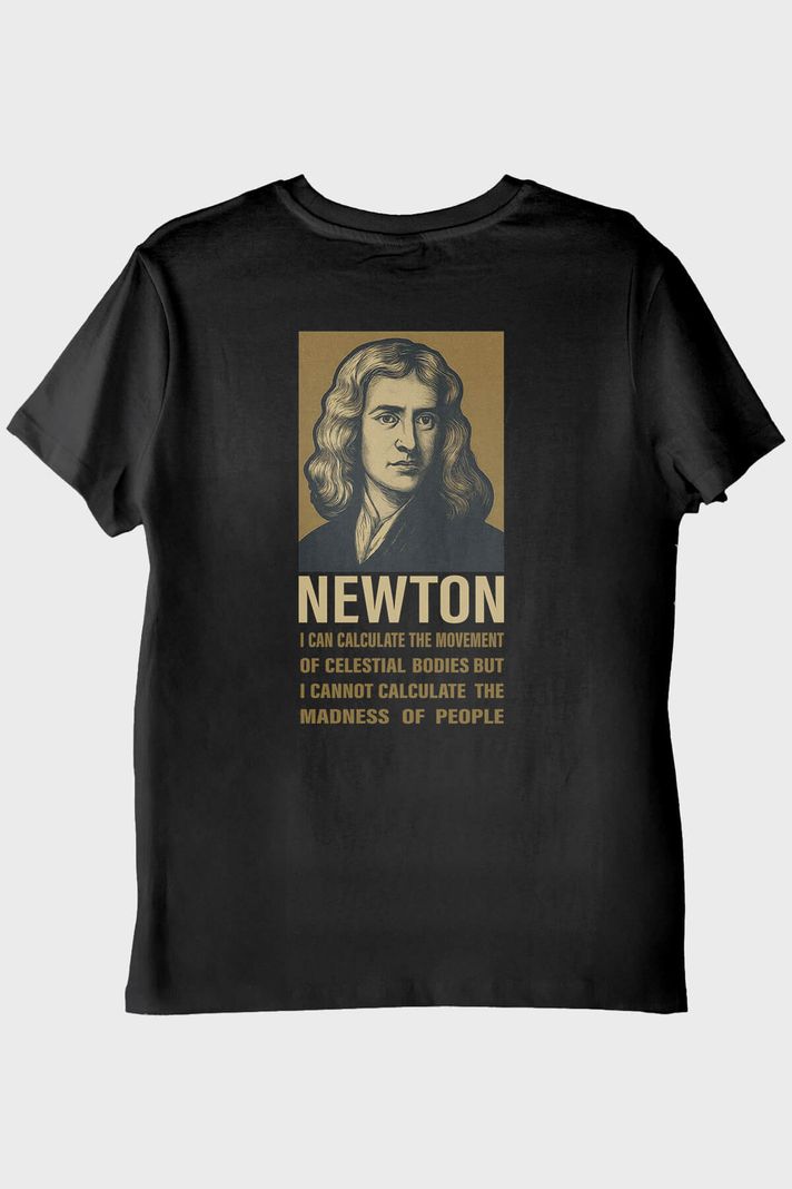 Newton Alıntılı Siyah Tişört - 2. görsel