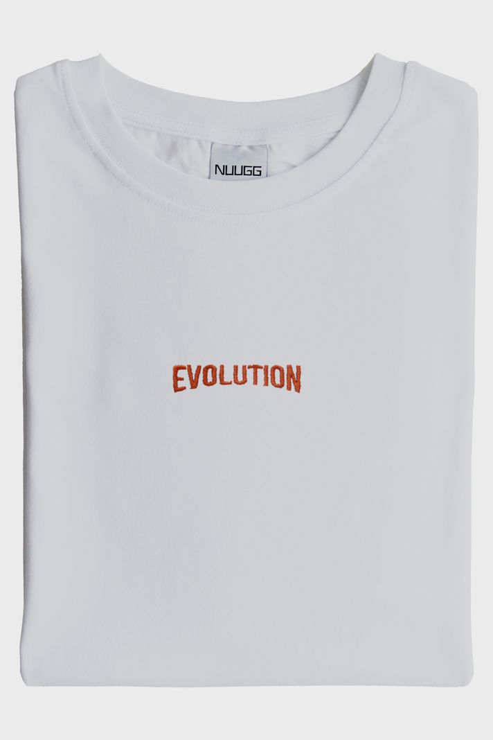 Turuncu Evolution Nakışlı Beyaz Tişört - 4. görsel