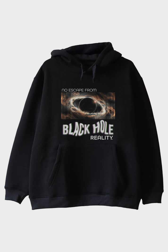 Kara Delik Gerçekliği Siyah Hoodie ön görsel