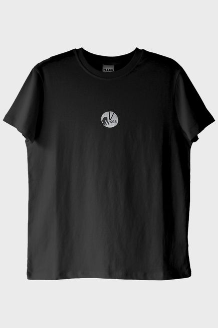 %98 DNA Maymun Genomu Desenli Nakış Siyah T-Shirt