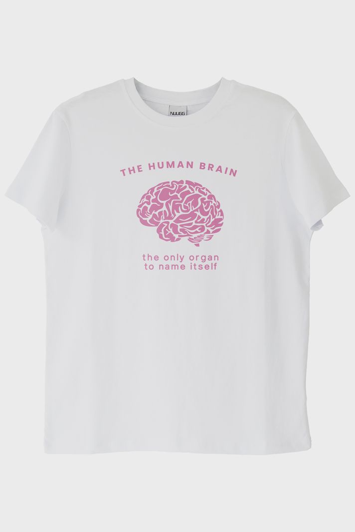 The Human Brain Baskılı Tasarım Beyaz Tişört ön görsel