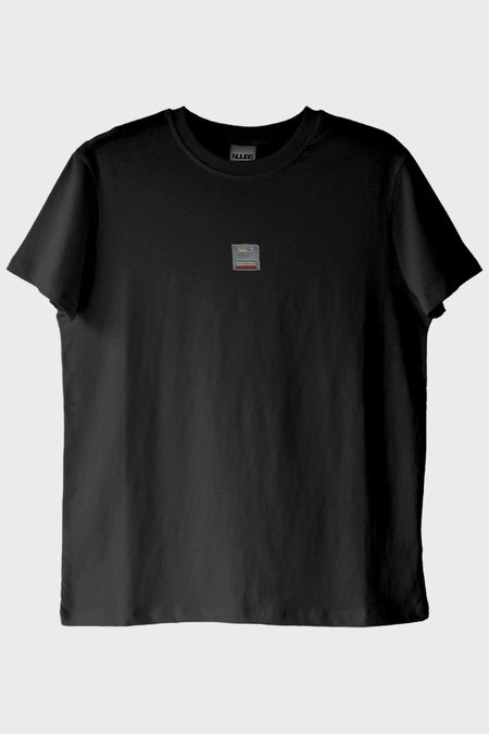 Disket Desenli Nakış Siyah T-Shirt